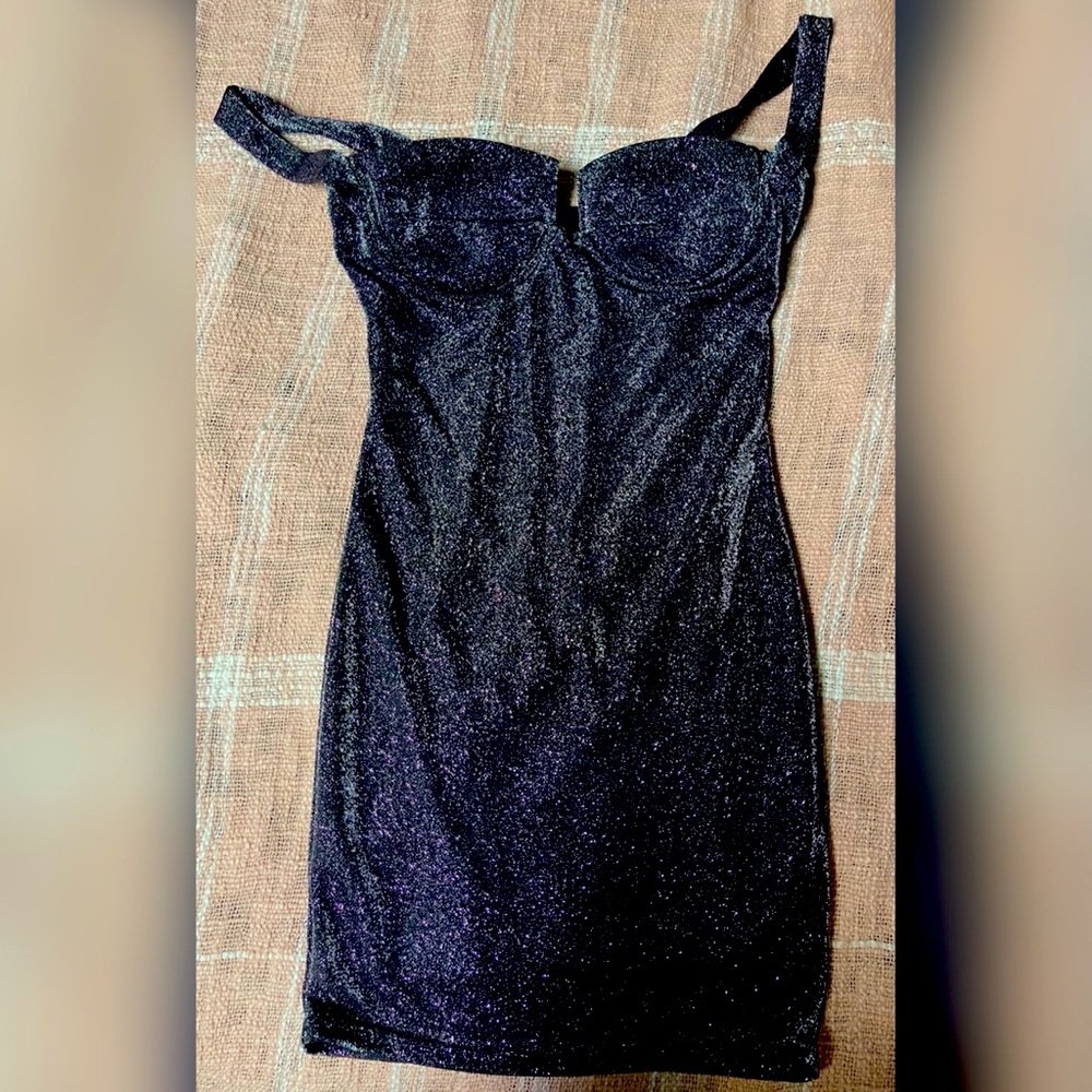 Sparkly purple & black mini dress